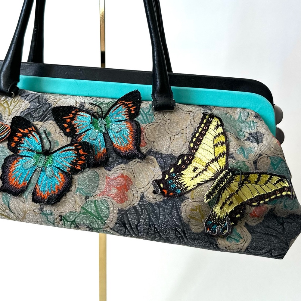 Bottega Veneta Black and Teal Butterfly Shoulder Bag - Picture 6 of 16